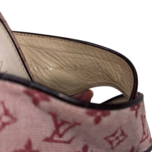 Vintage LOUIS VUITTON Espadrille Wedge Sandals Pink Monogram EU 38.5 US 8 Y2K - Picture 10 of 11